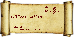 Dévai Géza névjegykártya