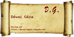 Dévai Géza névjegykártya